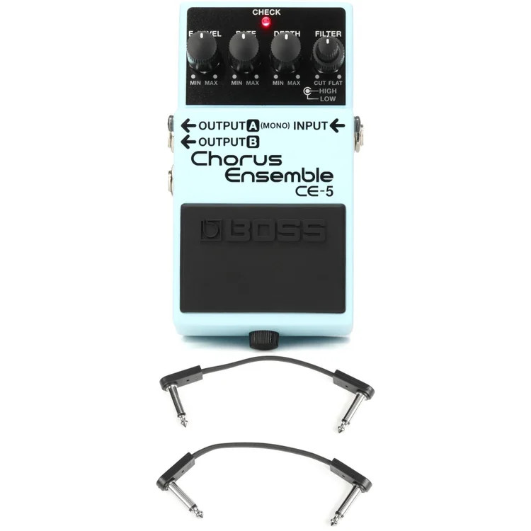 Boss CE-5 Stereo Chorus Ensemble Pedal with EBS Patch Cables