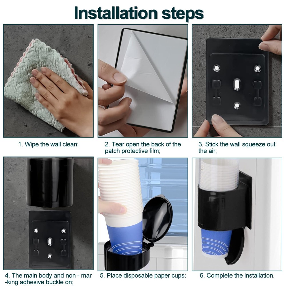 Cup Dispenser, Water Cooler Pull Type Cup Holder Fits 5oz - 7oz Cone or Flat