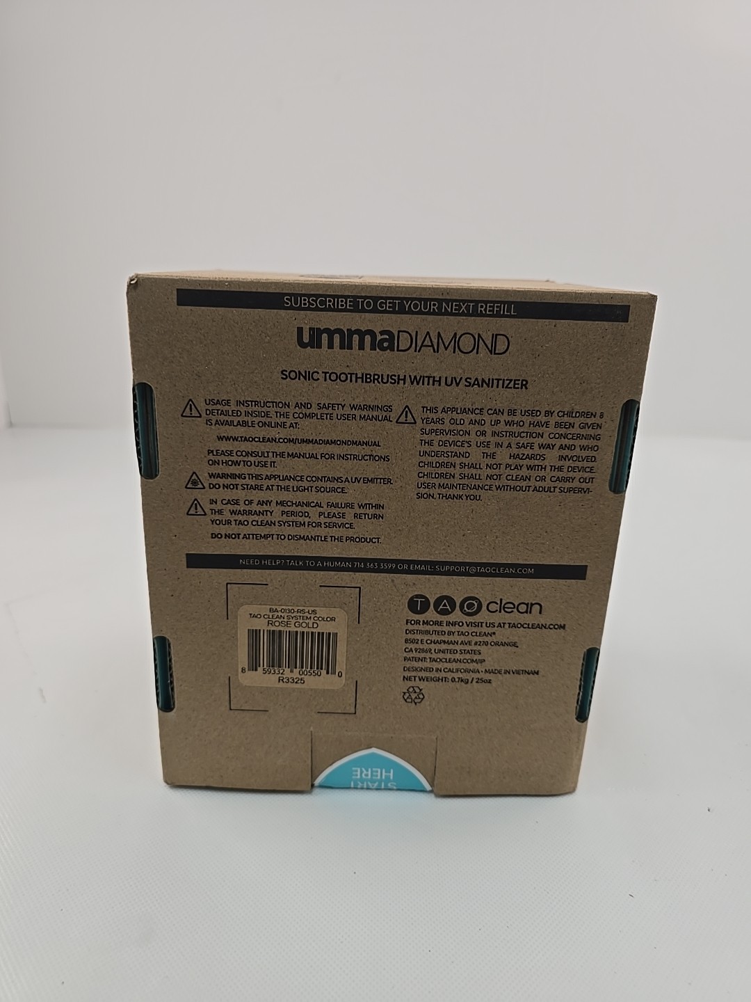 Tao Clean UMMA DIAMOND Sonic Toothbrush with UV Sanitizer - Color Rose Gold