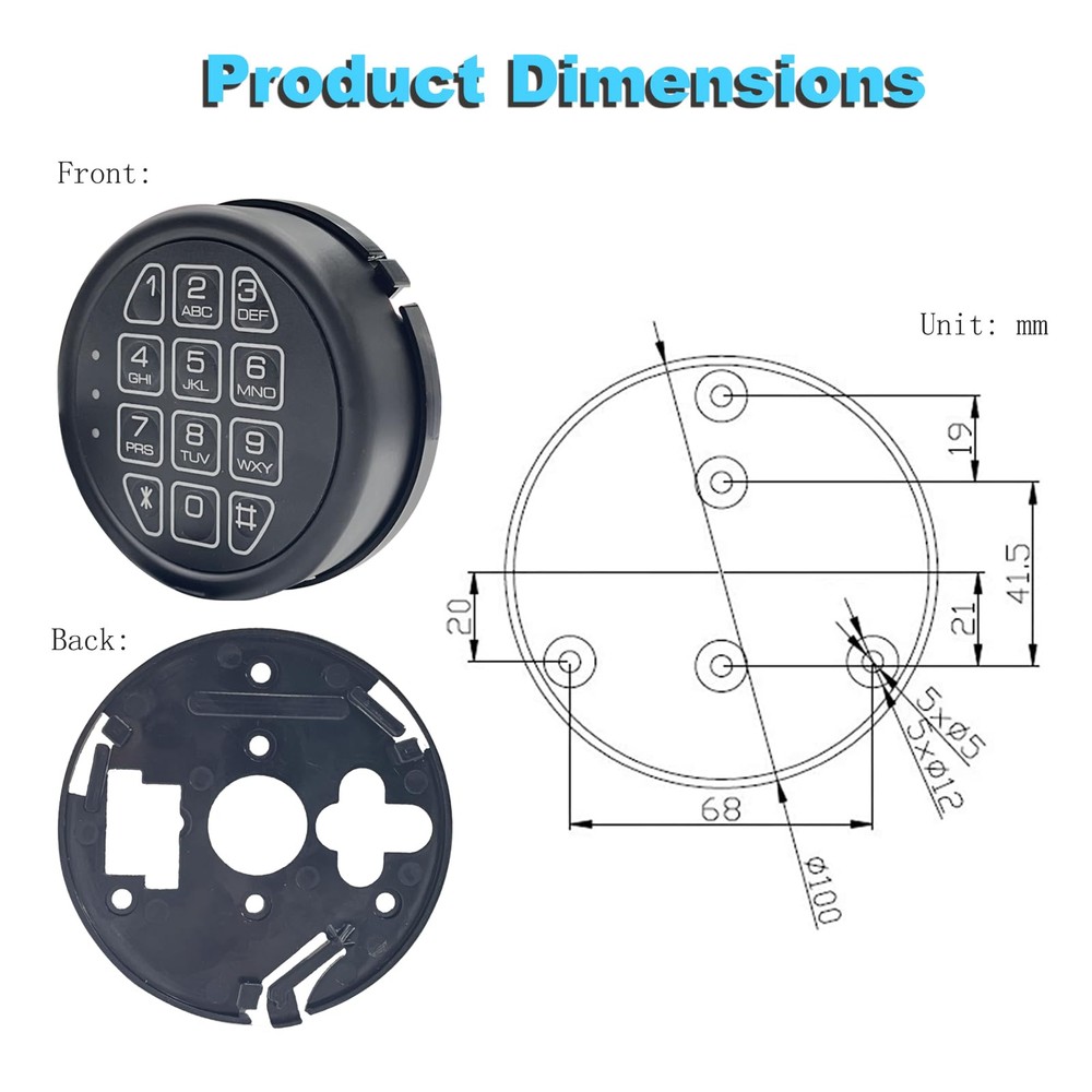 Electronic Safe Lock Keypad with Solenoid Lock, Gun Safe Lock with Programmab...