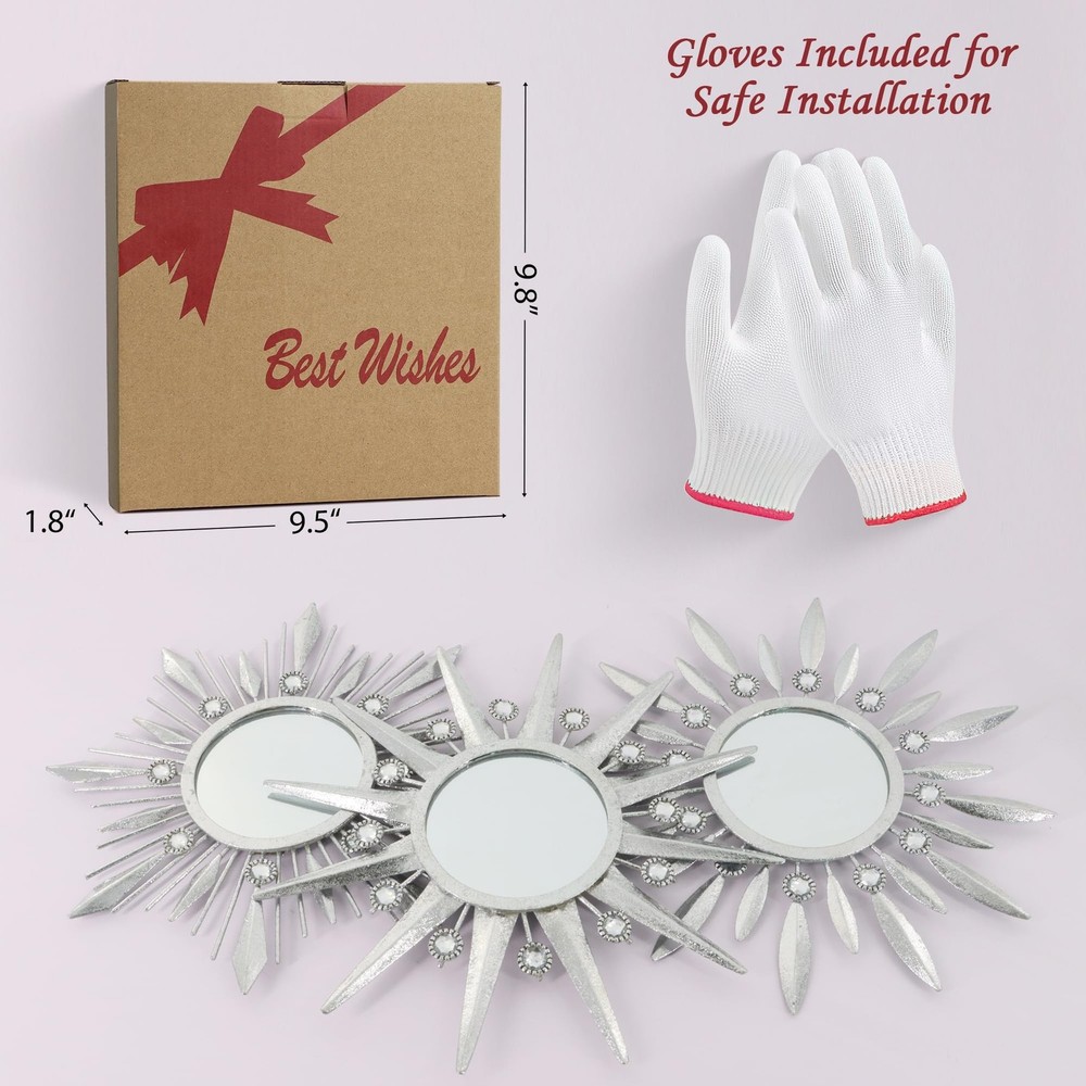 Silver Mirrors Wall Decor 2 Sets