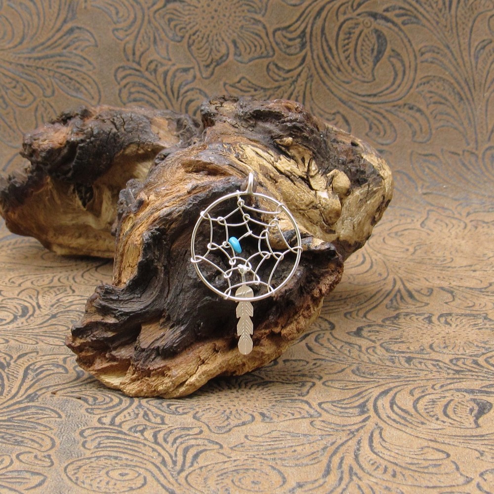 *Sterling Silver Turquoise Dreamcatcher Pendant