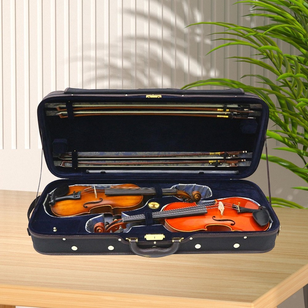 Violin Double Case 4/4 Full Size Silk Interior Carrier Lovers Hard Backpack