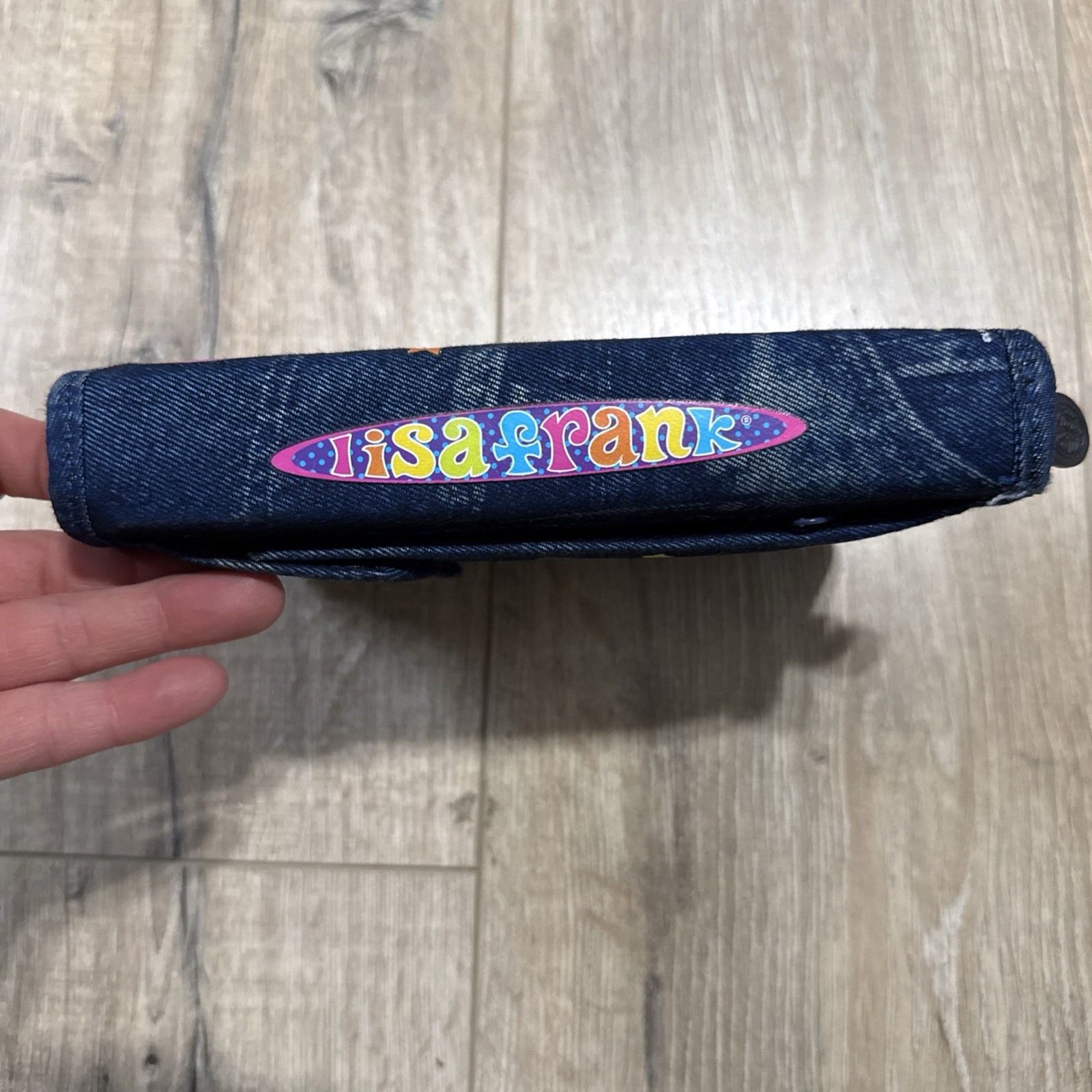 VTG Lisa Frank Purse Planner Smiley Face Rainbows Denim Agenda Wallet 90s Y2K