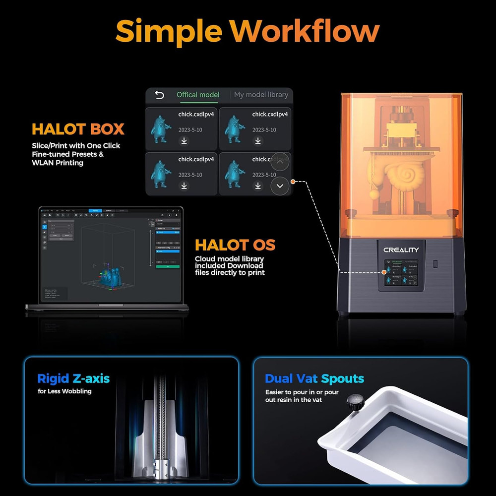 3D Printer HALOT R6 Resin 3D Printers:Upgraded Light Source with High-Precision