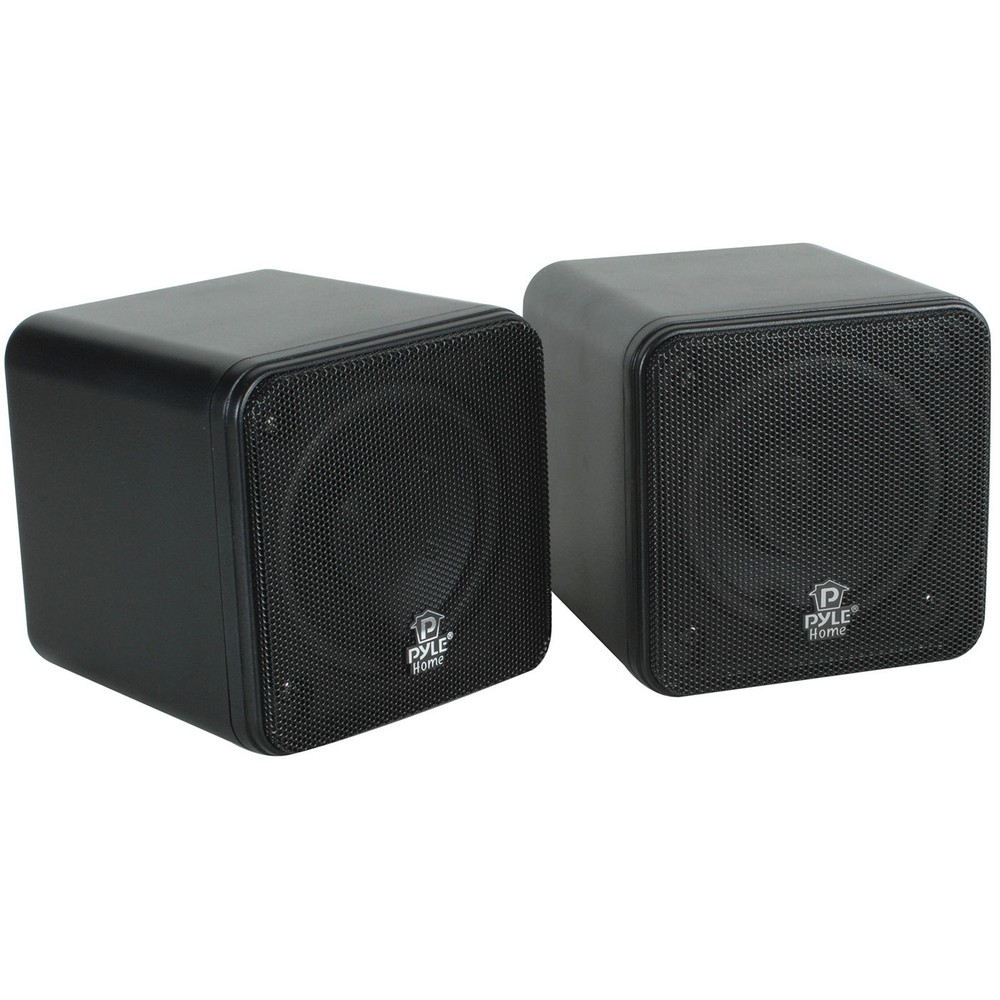 Pyle PCB4BK 4" 200 Watt Mini Cube Speaker Pair Black