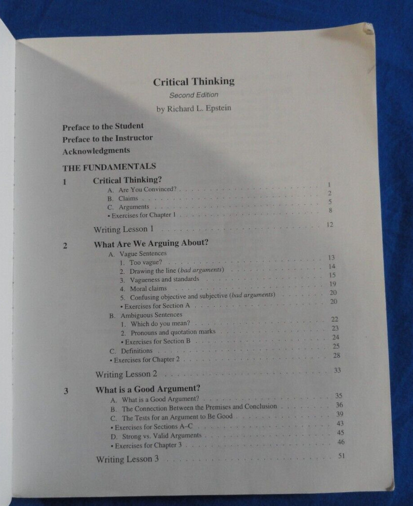 CRITICAL THINKING SECOND EDITION BY RICHARD L. EPSTEIN PAPERBACK BOOK