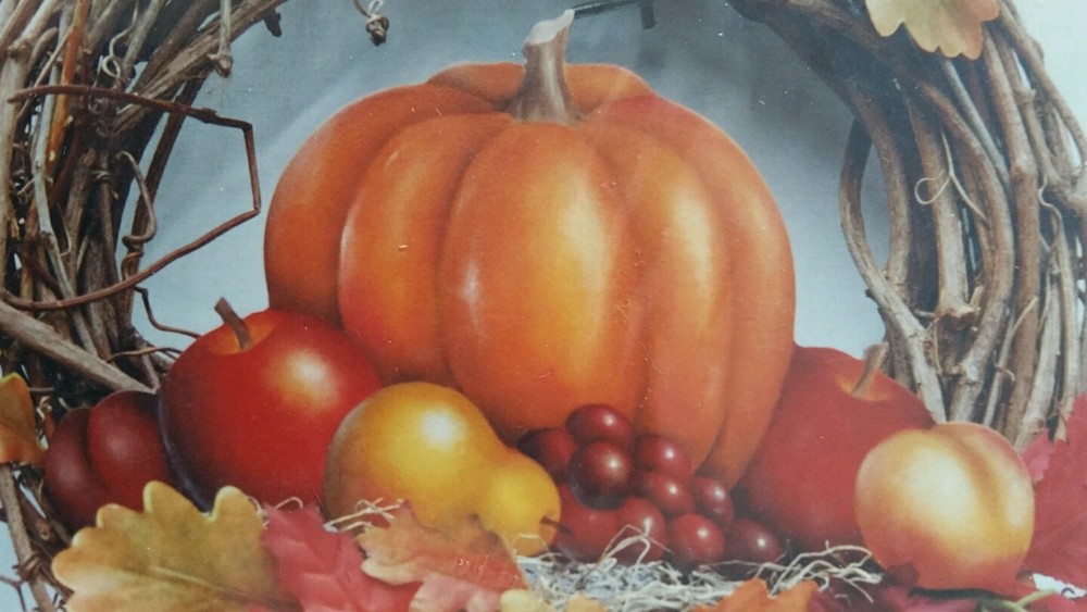 MARY McLEAN FALL FRUIT HARVEST WREATH PUMPKIN APPLE PEAR PATTERN PACK 114