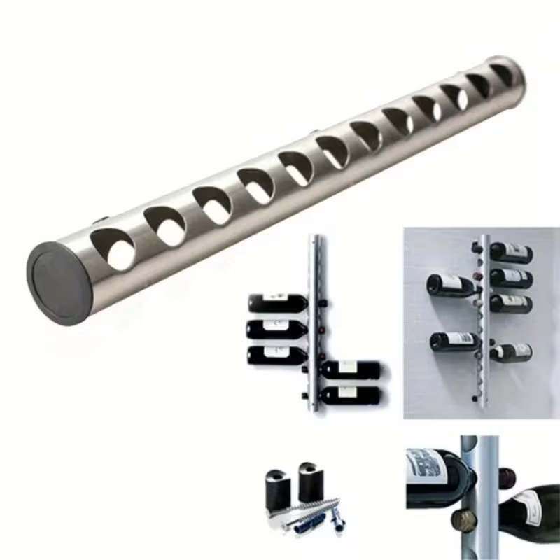 Stainless Steel Wine Rack Bar Wall Mounted Kitchen Holder 12 Bottles