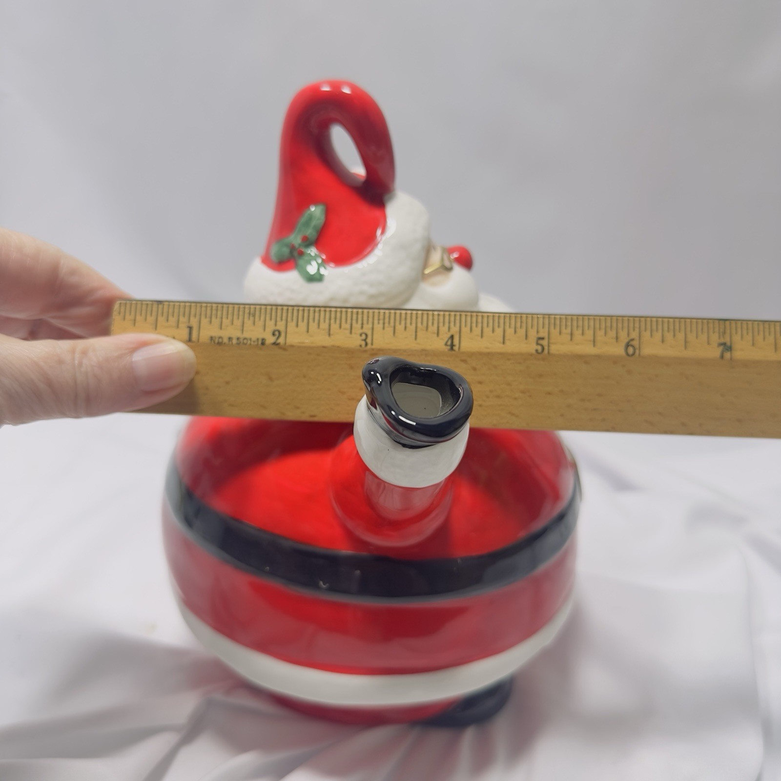 Omnibus OCI Painted Mr. Santa Claus Ceramic Teapot Christmas Tea Pot Candy Cane