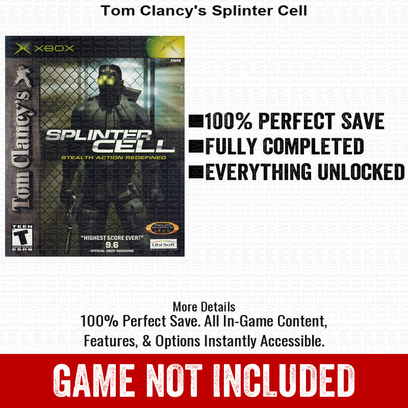 Tom Clancy s Splinter Cell 100% Unlocked All Items Xbox USB Save