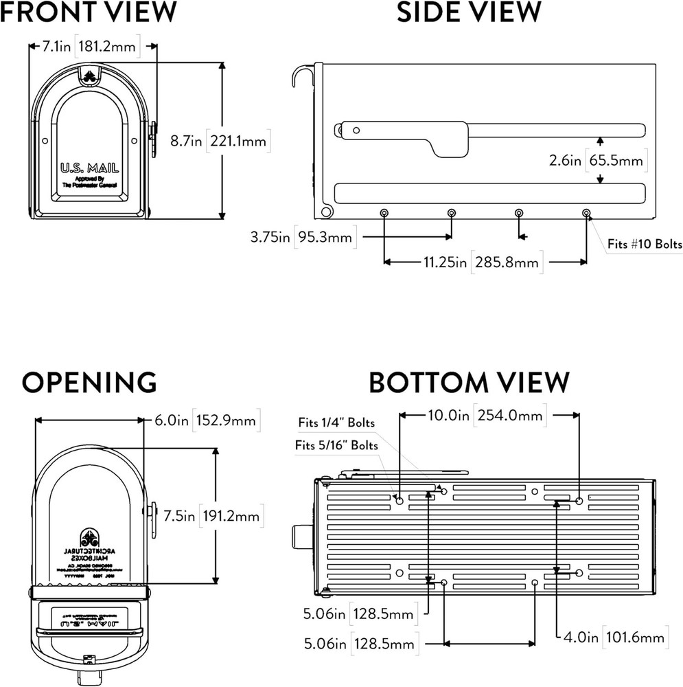 Sleek Medium Pewter Mailbox - Post Mounted, Rust Resistant with Address Display