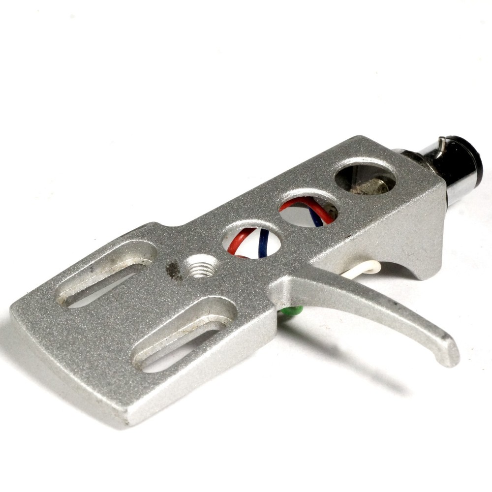 Unbranded Silver Technics Type Headshell for S-Curve Tonearm Turntable w/ Cables