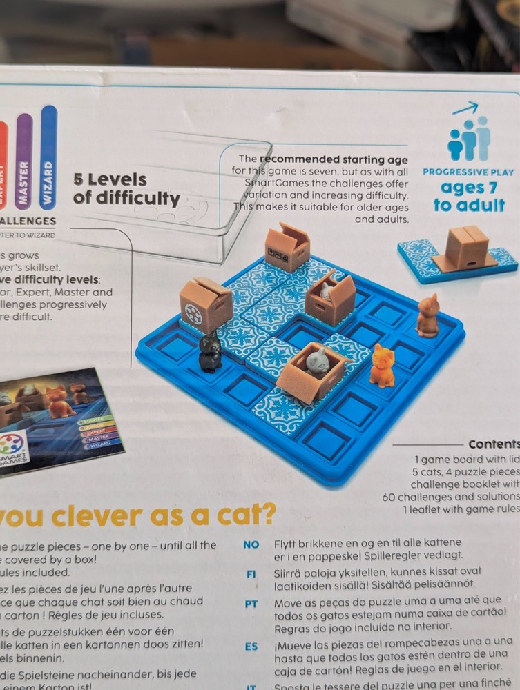 CATS & BOXES Single Player Logic Board Game 100% COMPLETE 2022