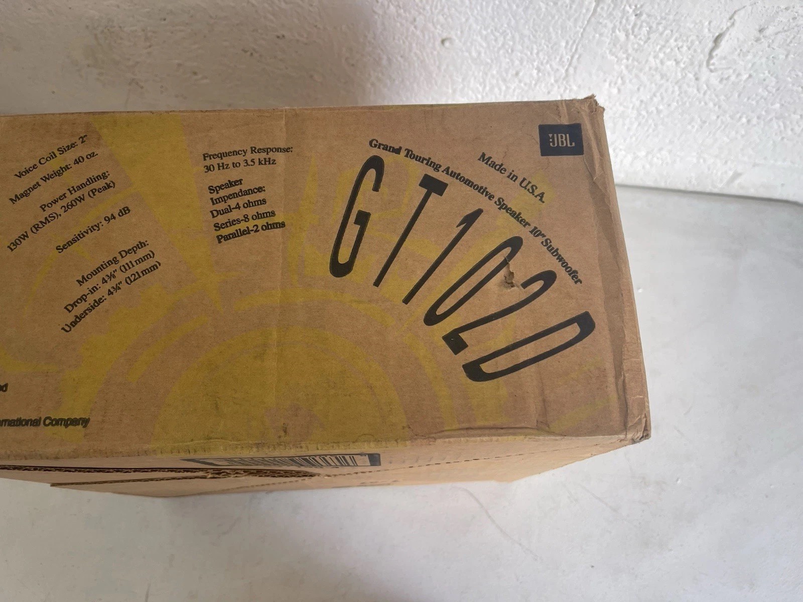 JBL GT102D Grand Touring Automotive Speaker 10" Subwoofer