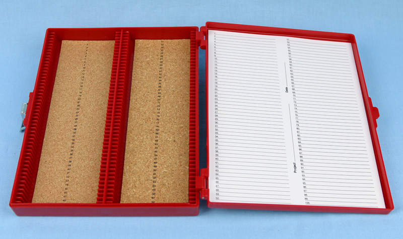100 PLACE CORK LINED MICROSCOPE SLIDE BOX