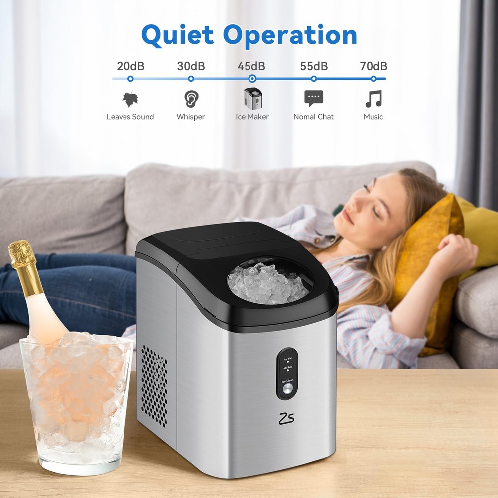 ACONEE Nugget Ice Maker Countertop with Soft Chewable Ice Portable Ice Maker