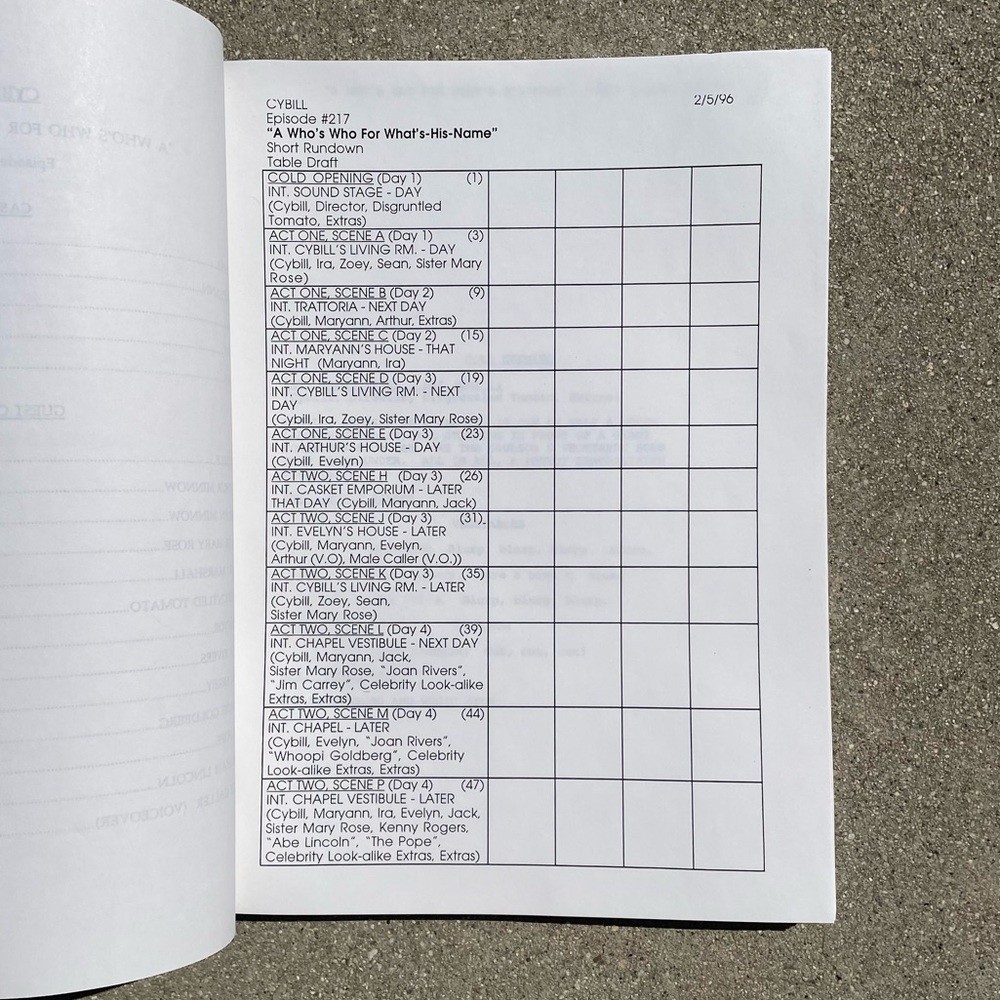 CYBILL 1996 TV Series SET Production Used Scripts Table Final Revised Drafts