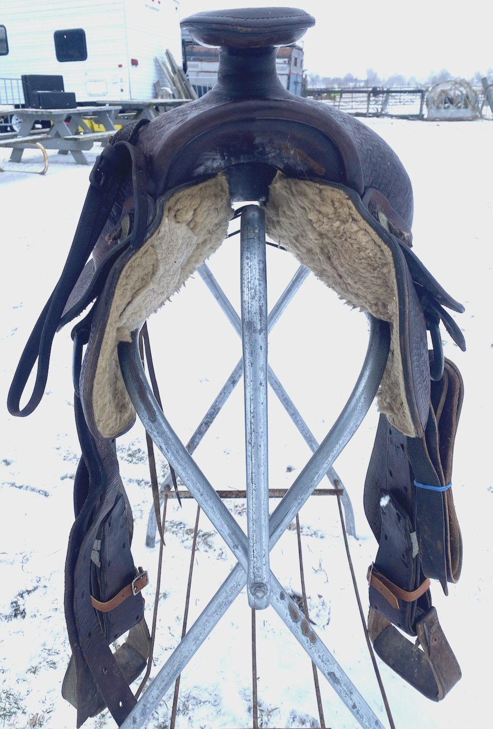 Antique/Vintage 14.5" Texas Tanning / TexTan slick seat roping saddle