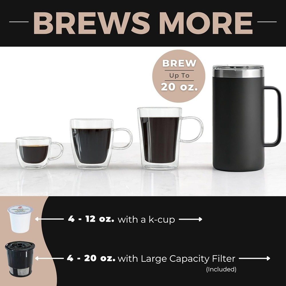 Compact Glass Single-Serve Coffee Maker | K-Cup Compatible Coffee Brewer