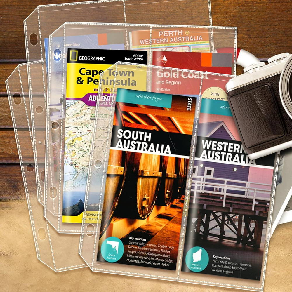 2-Pocket Folded Map Sleeves, Brochure Holder, Map Protector, 4.5" X 11" Pockets,