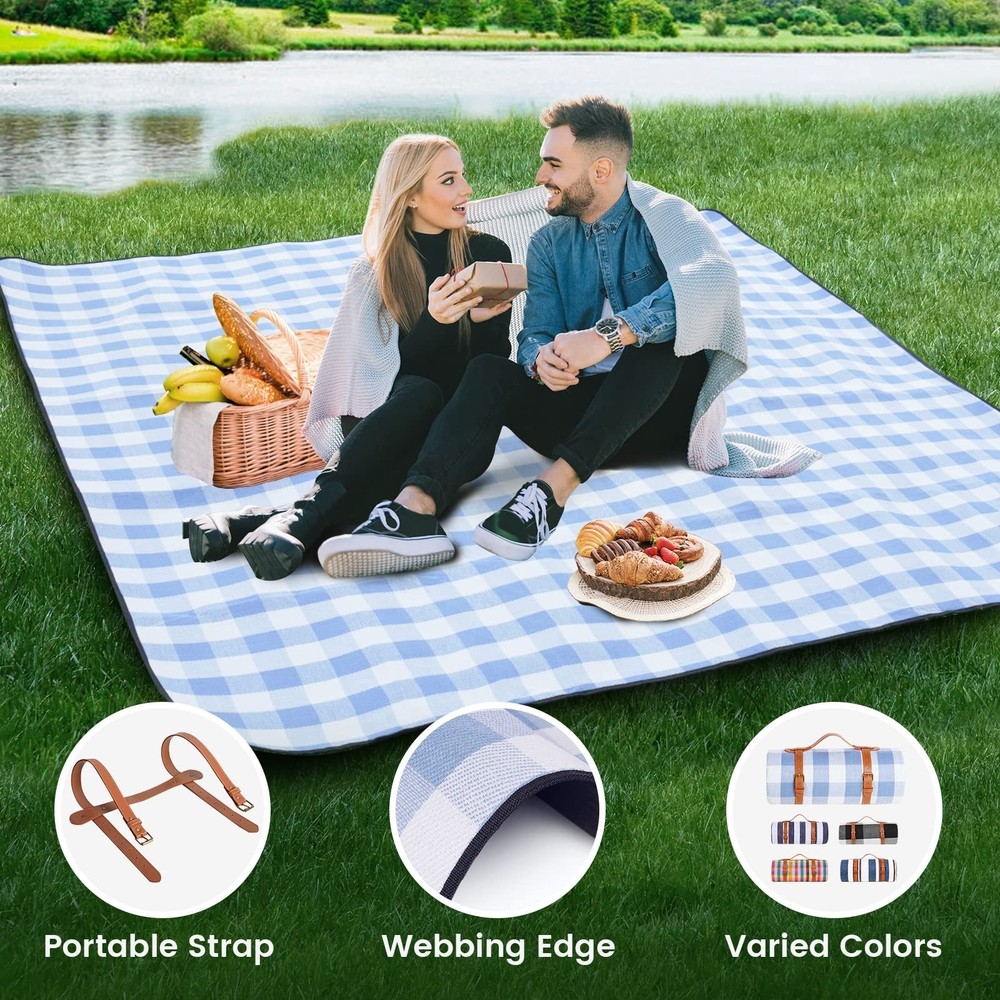 sapsisel 80”x 80” Picnic Blanket Extra Large, Waterproof and Foldable Beach B...