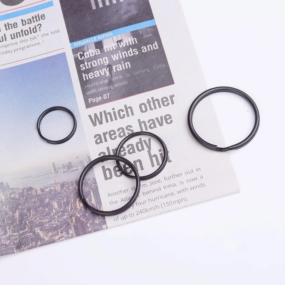 40 Pack Key Ring Keychain Mix 4 Sizes Black Metal Flat Split Key Chains Rings...