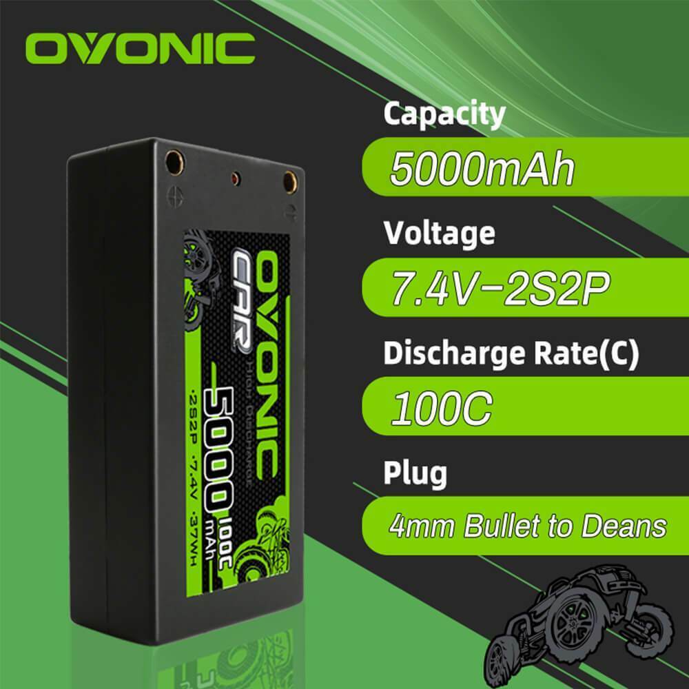 Ovonic 5000mAh 2S 7.4V Shorty LiPo battery 100C for Electric Race Buggy / F110