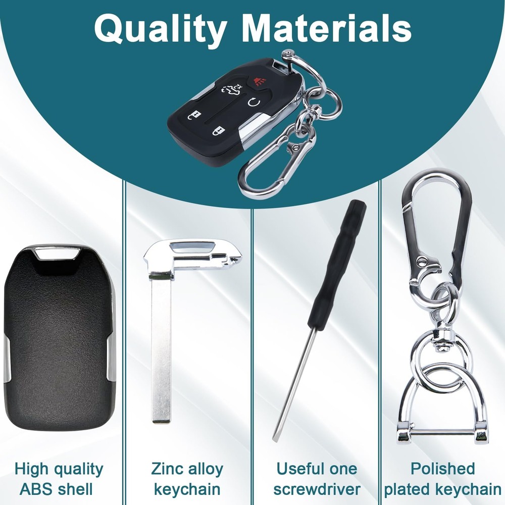 Key Fob Shell, 5 Button Remote Key Case Cover Suitable for Chevy Silverado