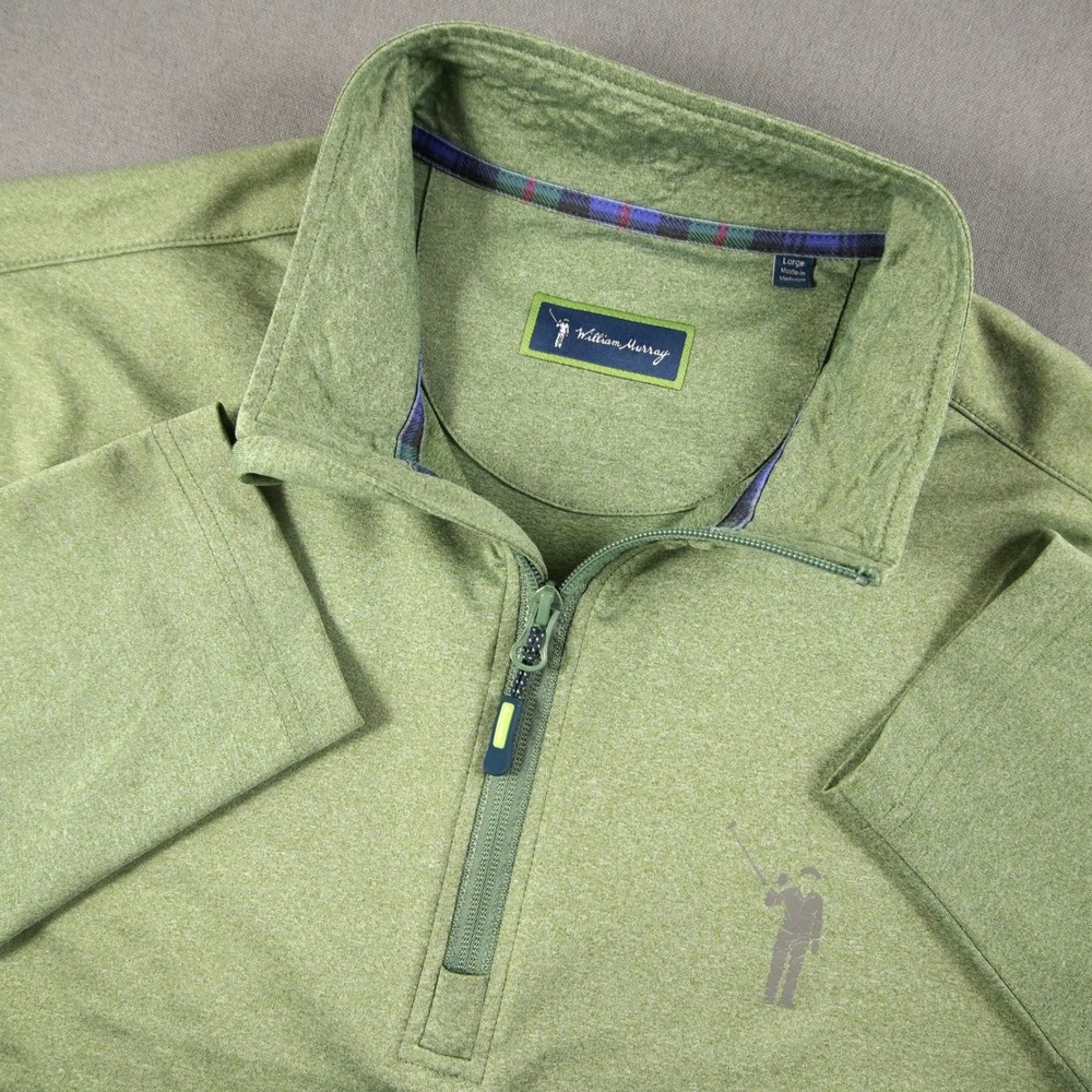 William Murray Golf Performance 1/4 Zip Pullover Stretch Mens L Green Shirt