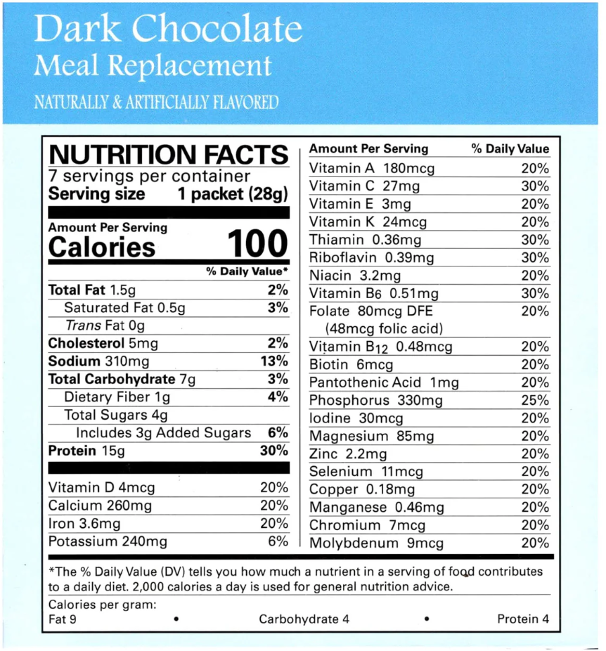 NSN Dark Chocolate Pudding Shake Meal Replacement