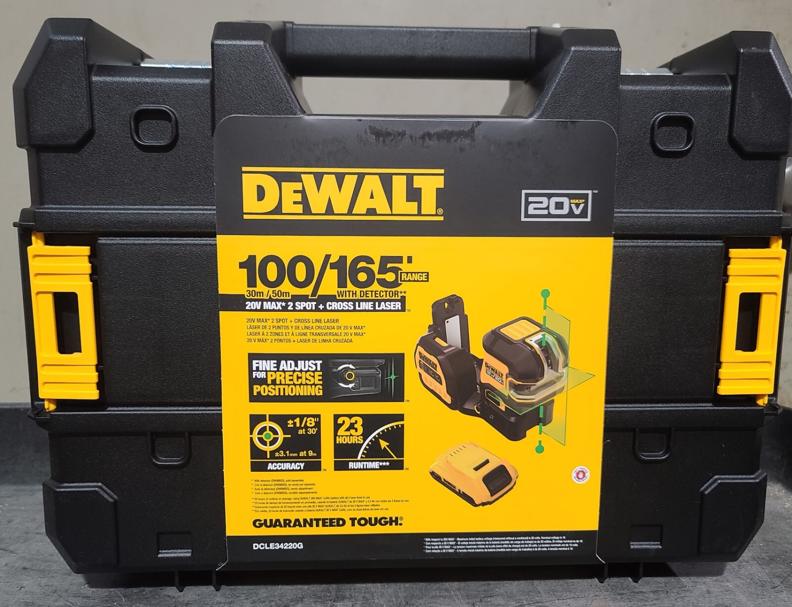 DEWALT DCLE34220G 20V MAX 2-SPOT GREEN LINE LASER KIT