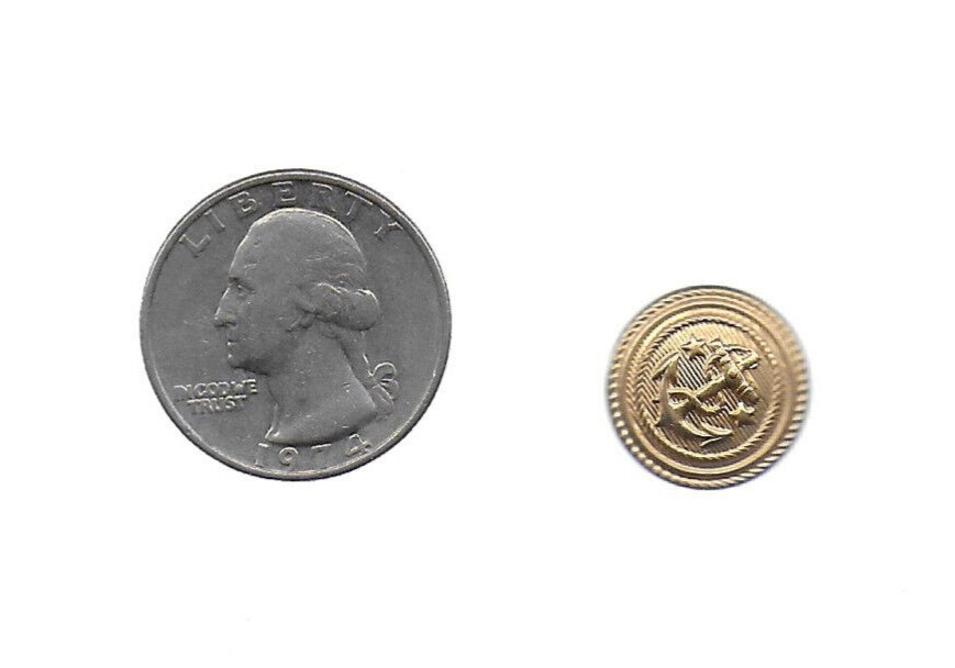 Brass Uniform Button Anchor & Chain; CHESHIRE BUTTON CT USA
