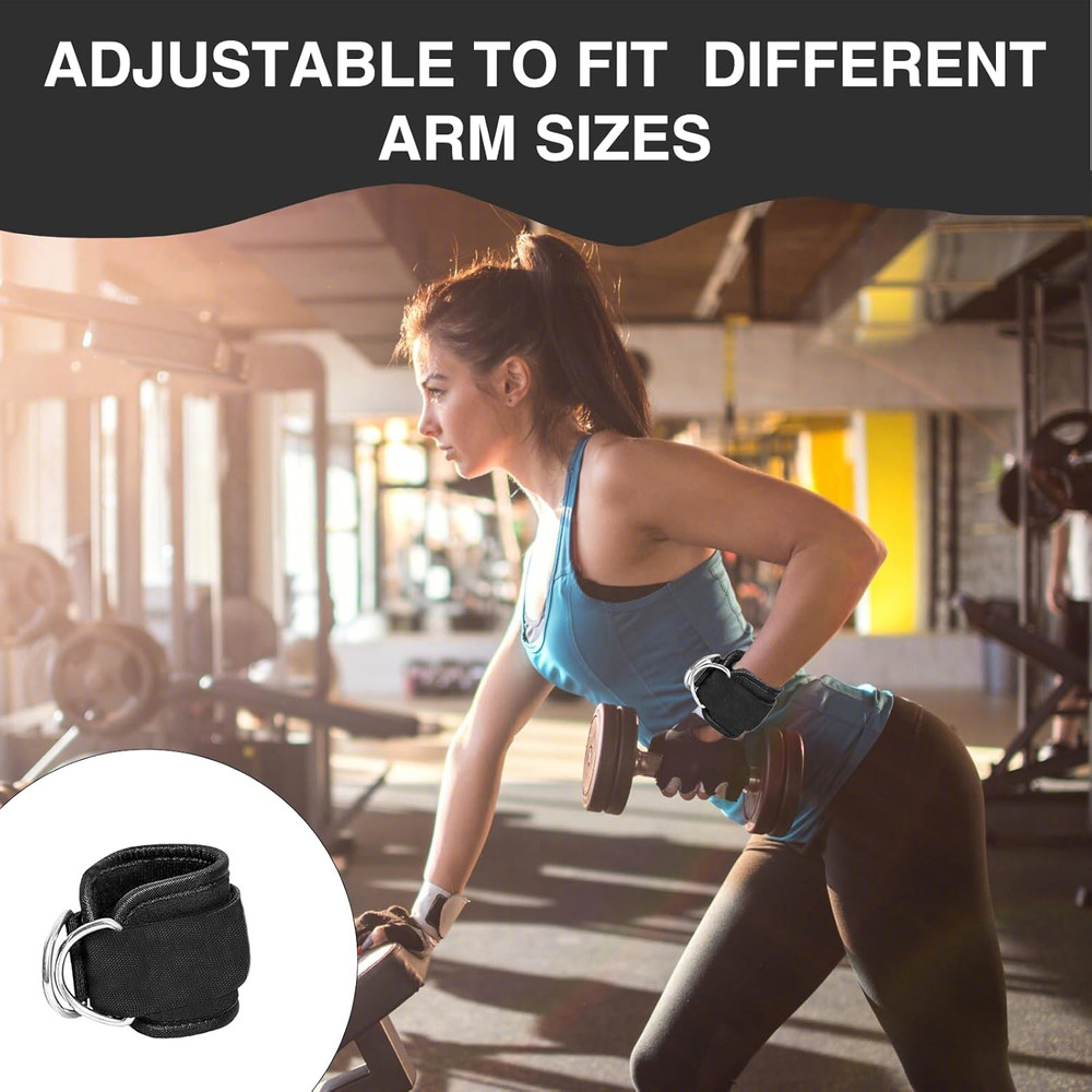 2Pcs Wrist Cuffs Lifting Straps D Ring Adjustable Gym Cable Machine Weight Strap