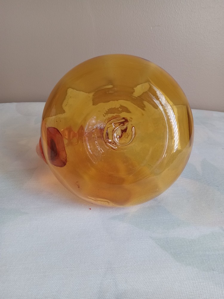 Beautiful Hand Blown Amber Glass Pitcher