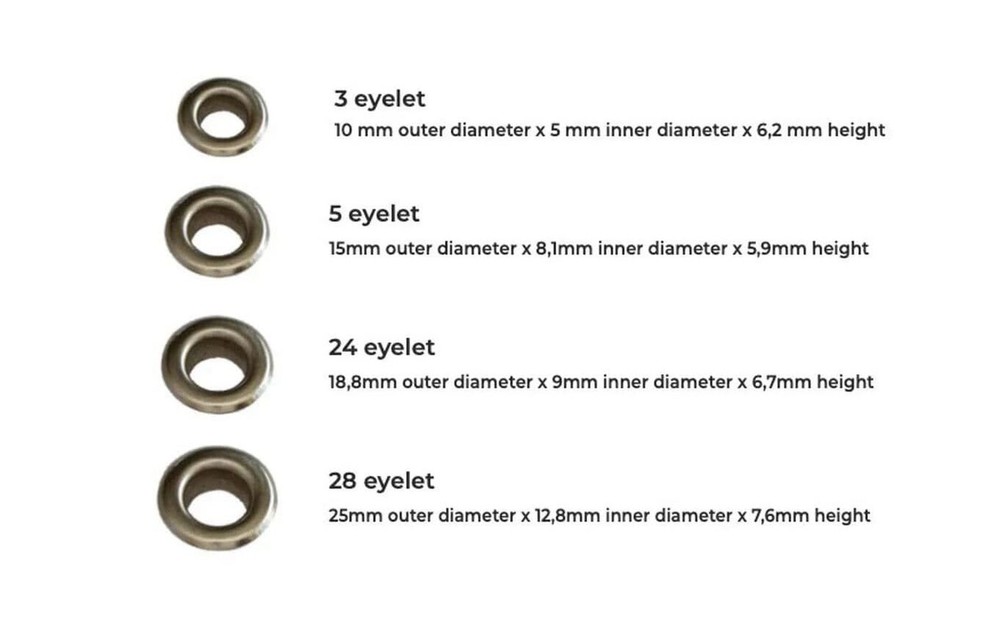 Rivet, Eyelet, Grommet and snap Button Setting die Set for Hand Press Machine