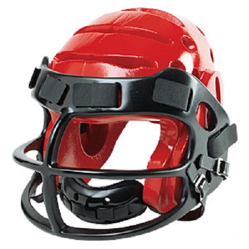 ProForce Lightning Karate Helmet w/ Faceguard Cage Face Shield Headgear - Red