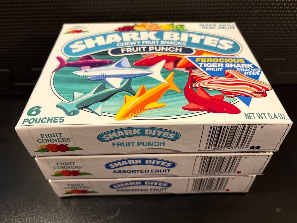 Shark Bites fruit snacks - 3 empty custom design display boxes