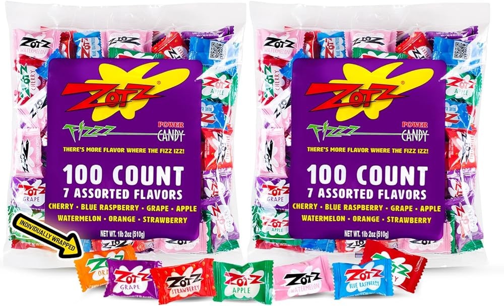 Fizzy Bulk Candy - Hard Candy Indivily Wrapped- Assorted 7 Fruit