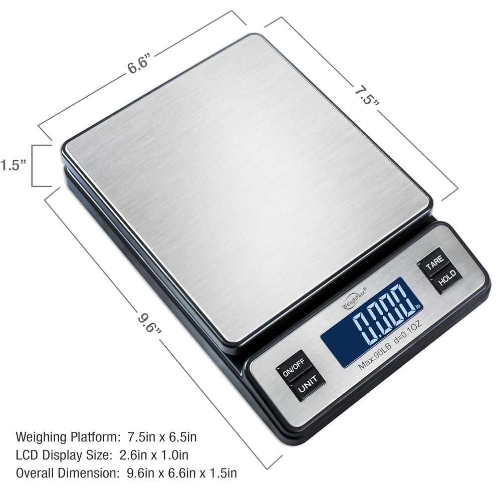 Durable 90 lb Digital Shipping Scale with LCD Display and Tare Functionality