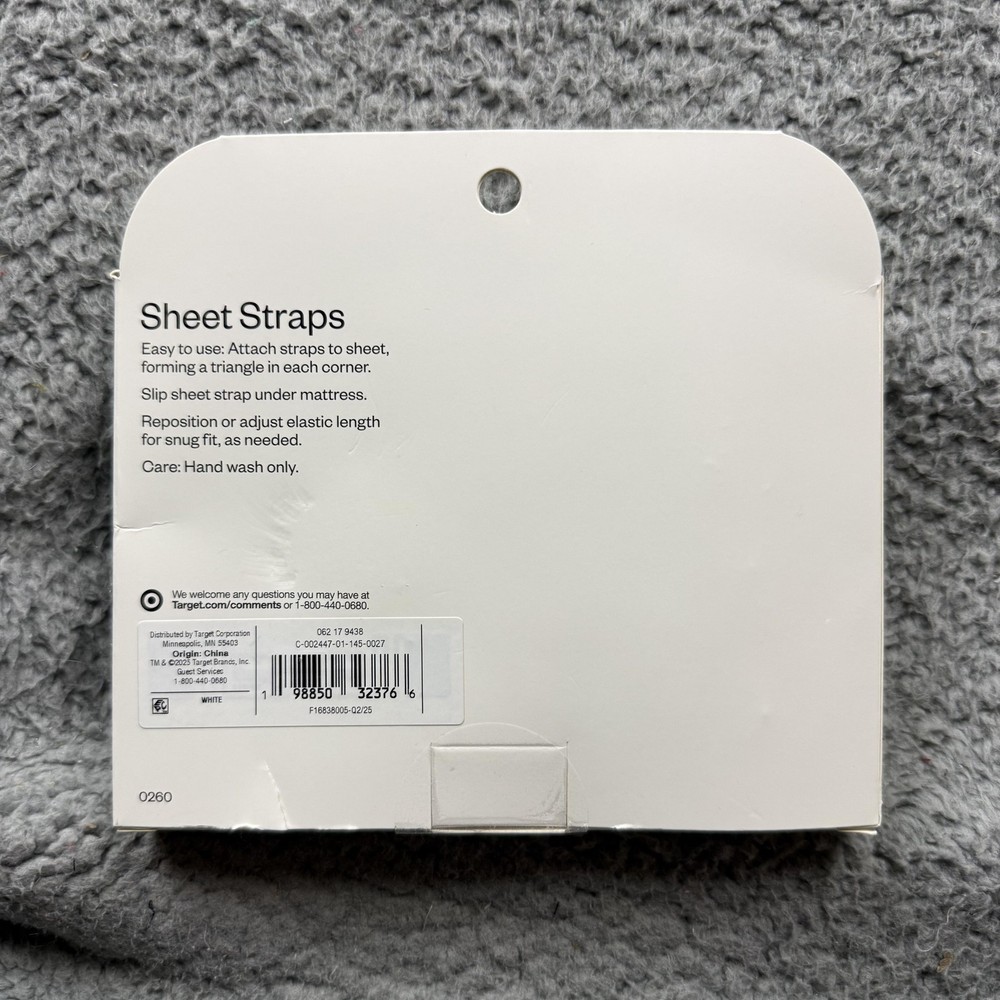 Room Essentials Sheet Straps 4 Count White Adjustable Elastic Sheet Grippers