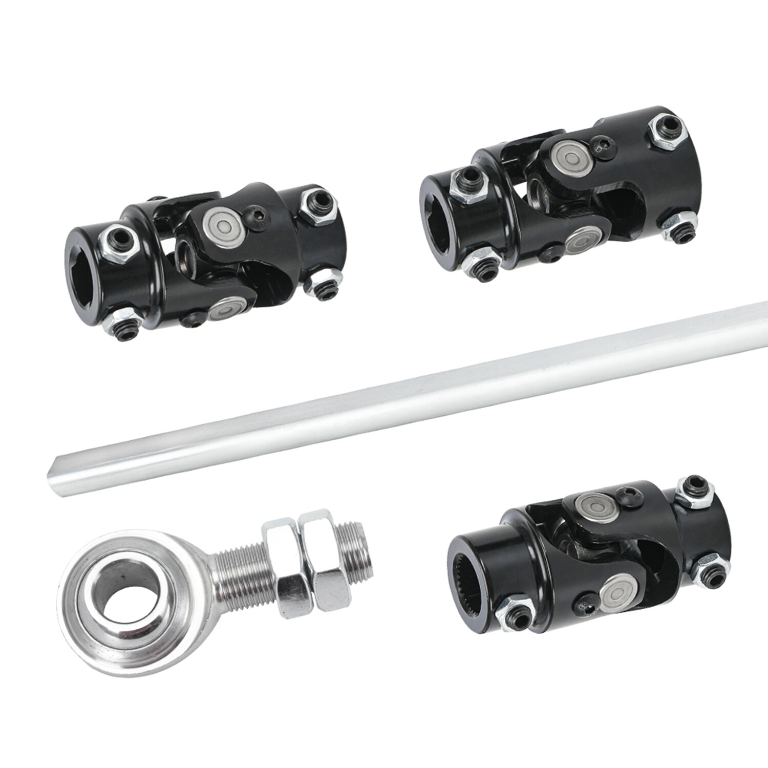 Steering Box Black U Joint 36" Steel Steering Shaft + 3/4" Support Bearing GM