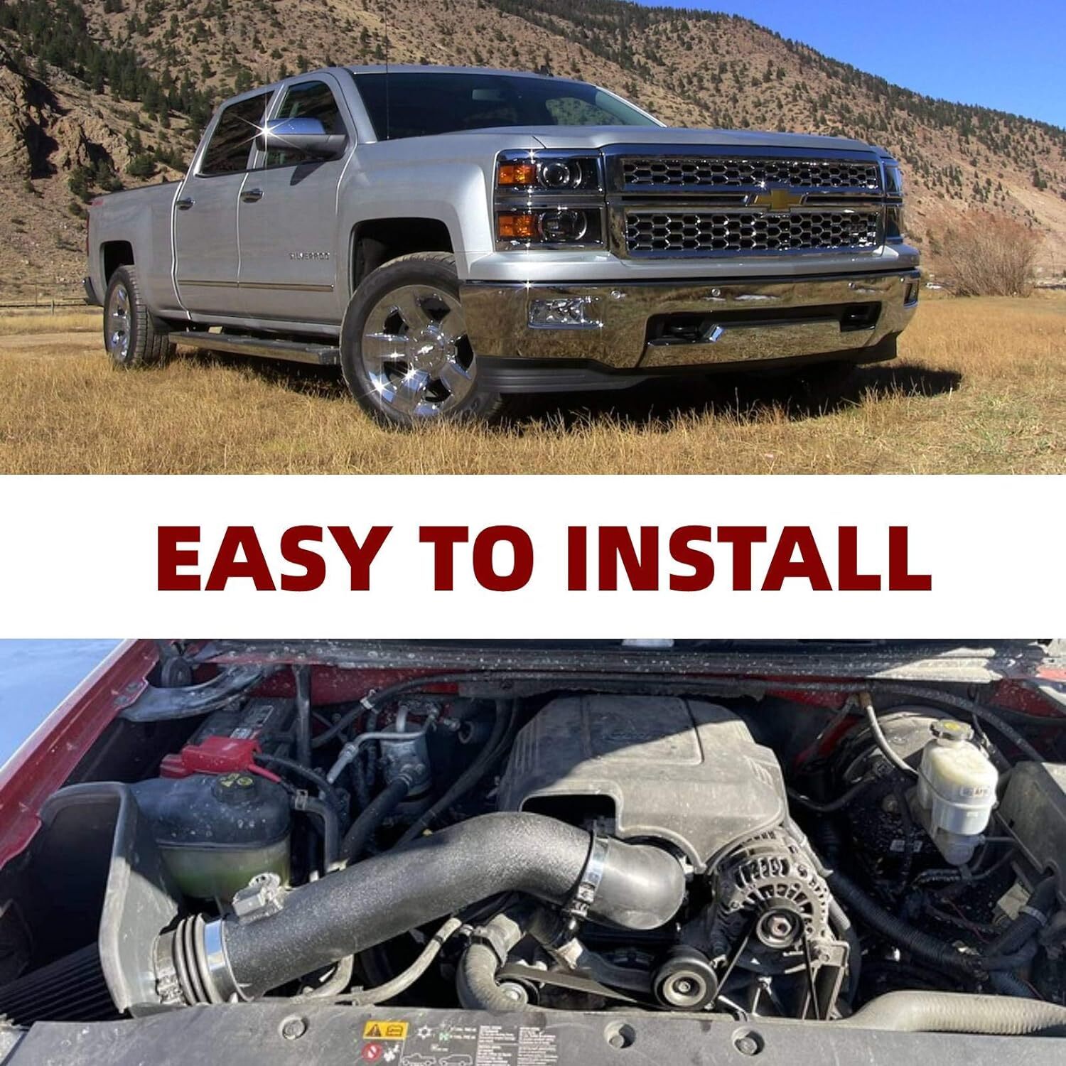 Black Cold Air Intake Kit For 2009-2013 Chevy Silverado 1500 4.8 5.3 6.0 6.2 V8