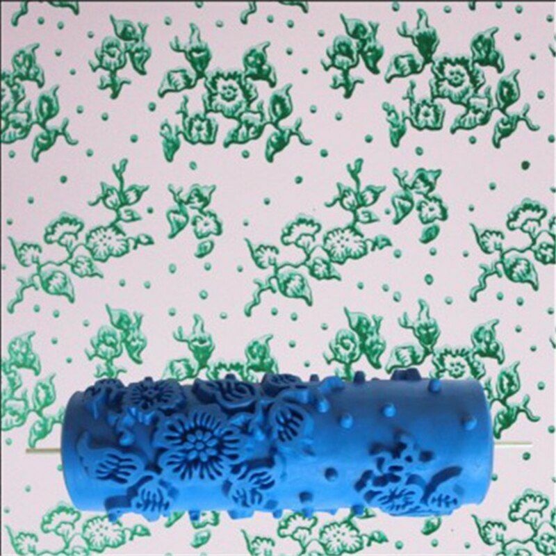 5inch Embossed Paint Roller Wall Texture Stencil Brush Floral Pattern Decoration
