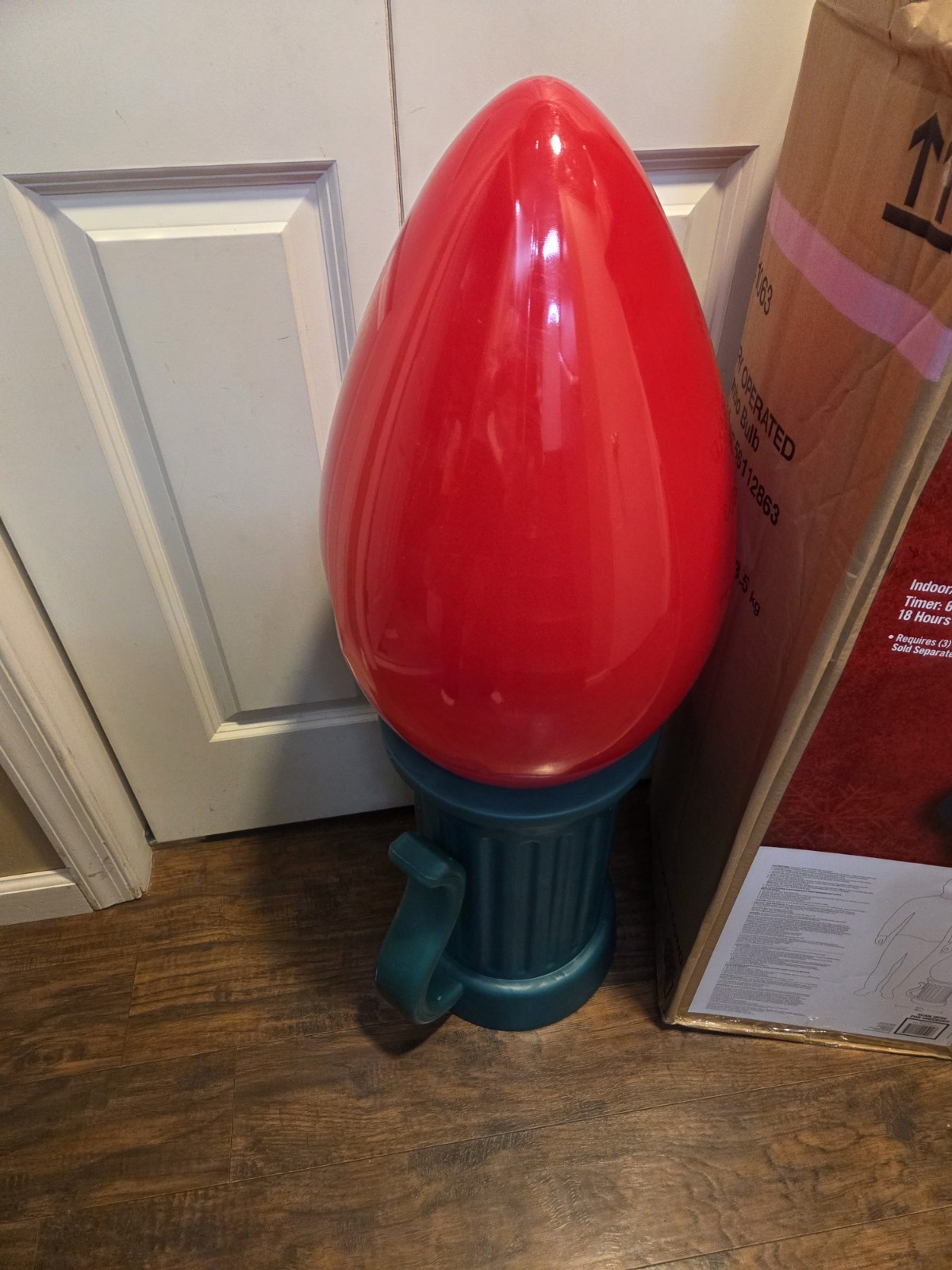 3 ft. Battery Operated LED Jumbo Red Bulb Holiday Yard Decor Prop Home Accents