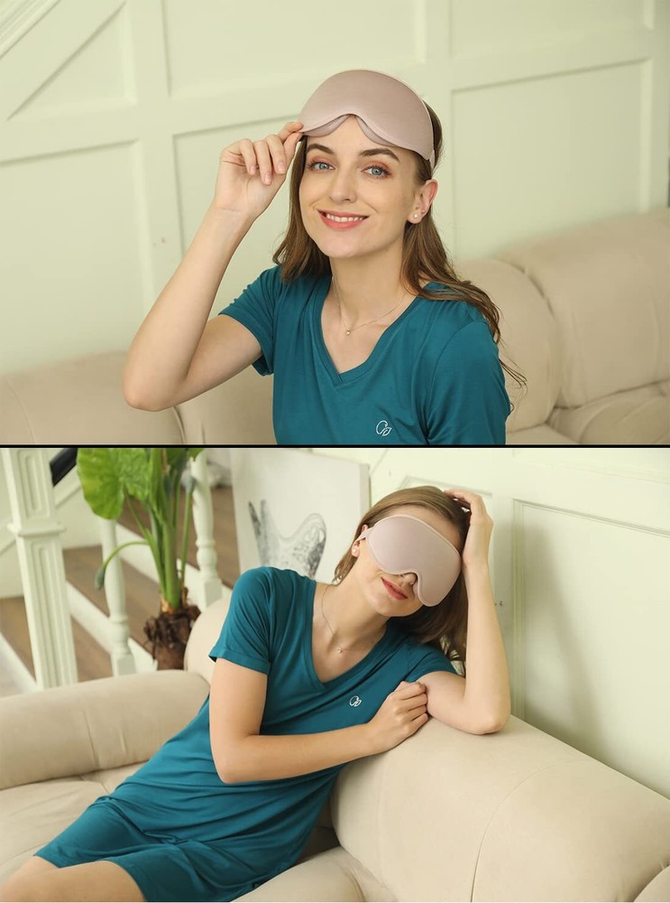 3D Contoured Sleep Mask with Adjustable Strap for Complete Light Blocking