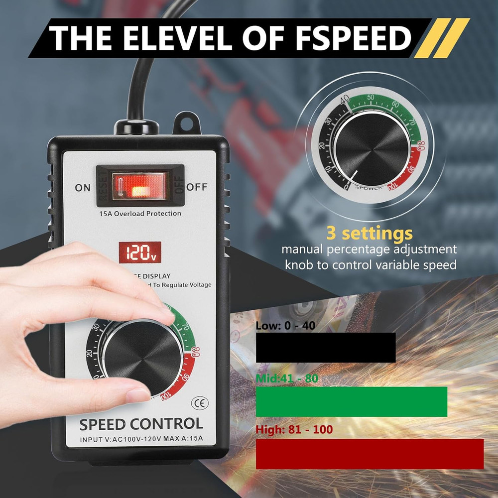 Variable Motor Speed Controller AC 100V-120V 15A, 4000W Speed Control Switch Reg