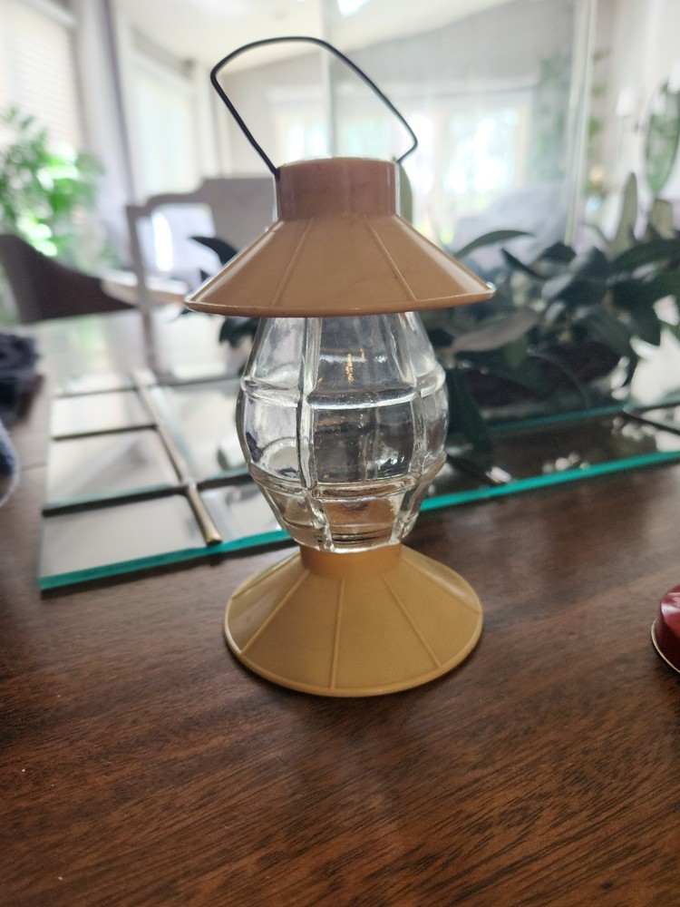 Yellow Vintage Plastic And Glass Candy Container.