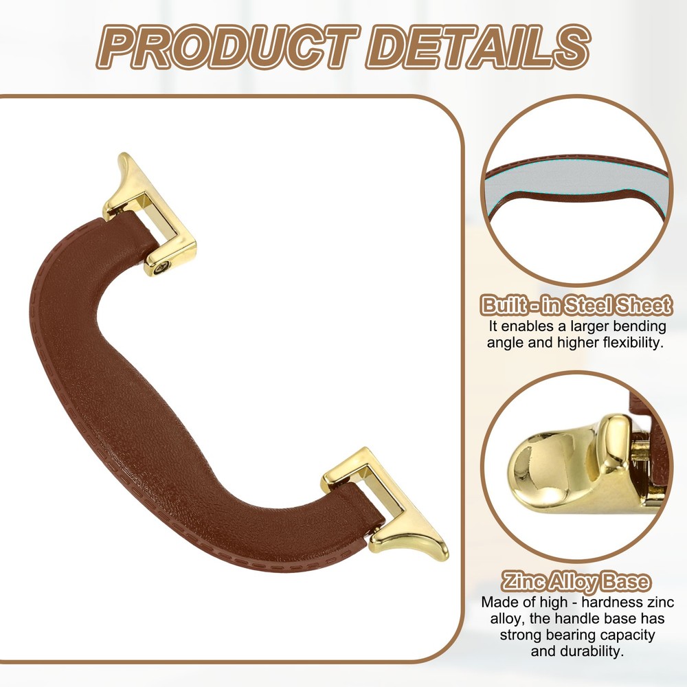 2Pcs Luggage Handle Plastic Pull Handle Grip Replacement with Screws Brown Gold