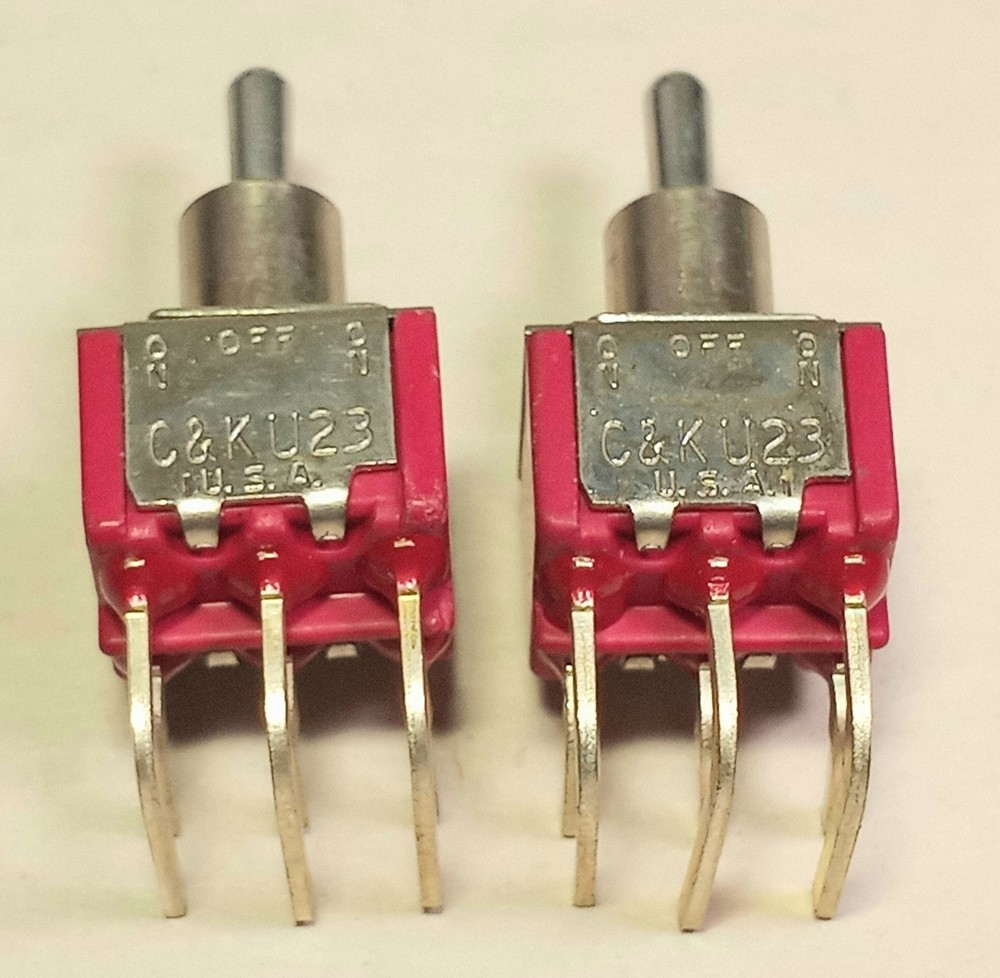 2pc C&K U23 Toggle Switch 3 Position ON-OFF-ON 6 Pin Right Angle New